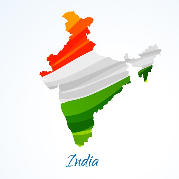 Map of India with colours of the Indian flag